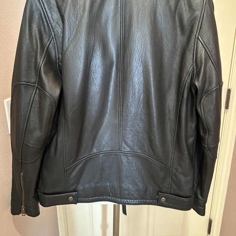 Men's Brown Leather Bomber Jacket - Picture 8 of 11